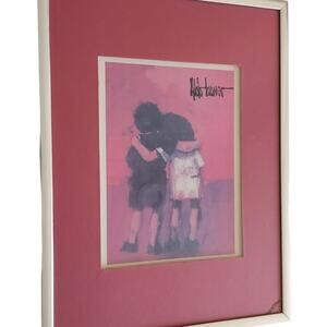 Aldo Luongo 1976 Numbered Lithograph 5X7 “Friendship is Called Eva” boy girl art